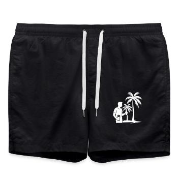 Palmen Urlaub Drinking - Badeshorts - Schwarz - Vorne - AI Model Male 185 light (185cm)