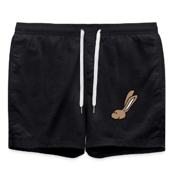 Hase Kaninchen Häschen Cartoon Kleintier niedlich - Badeshorts - Schwarz - Vorne - AI Model Male 185 light (185cm)