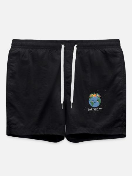 Smiling Floral Earth - Swim Trunks - black
