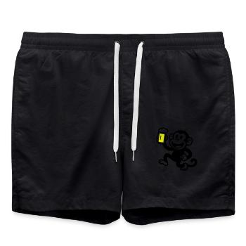Affe Bier Witzig - Badeshorts - Schwarz - Vorne - AI Model Male 185 light (185cm)