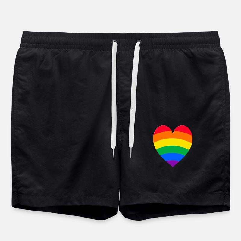 Regenbogen-Herz - Badeshorts - Schwarz