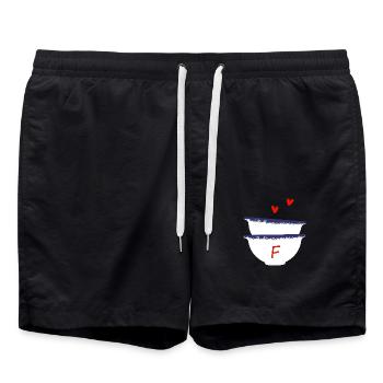 Lettre F bols breton - Short de bain - noir - Devant - AI Model Male 185 light (185cm)