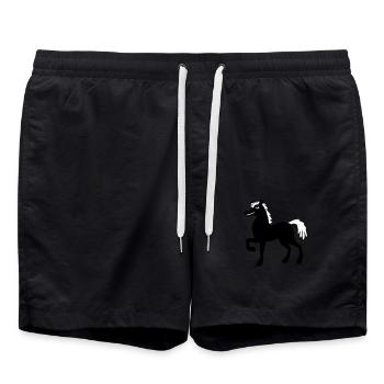 Horse Stallion Cool Pride Guy Riding Rider Hobby - Swim Trunks - black - Front - AI Model Male 185 light (185cm)