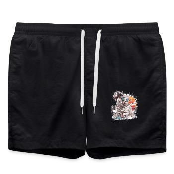 Schaf Insel Palme - Badeshorts - Schwarz - Vorne - AI Model Male 185 light (185cm)