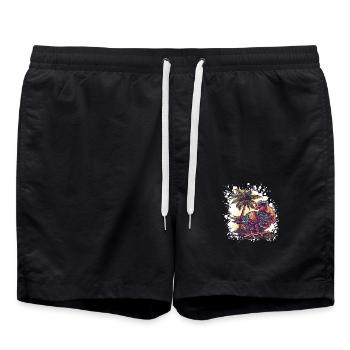 Truthan Insel Palme - Badeshorts - Schwarz - Vorne - AI Model Male 185 light (185cm)