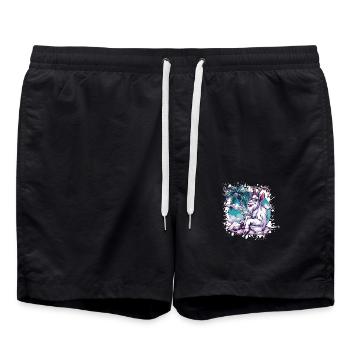 Bergziege Insel Palme - Badeshorts - Schwarz - Vorne - AI Model Male 185 light (185cm)