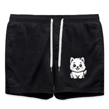 Samojede Hund Niedlich - Badeshorts - Schwarz - Vorne - AI Model Male 185 light (185cm)