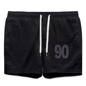 90. 90 YEARS. 90TH ANNIVERSARY. 90TH ANNIVERSARY. - Swim Trunks - black - Front - AI Model Male 185 light (185cm)