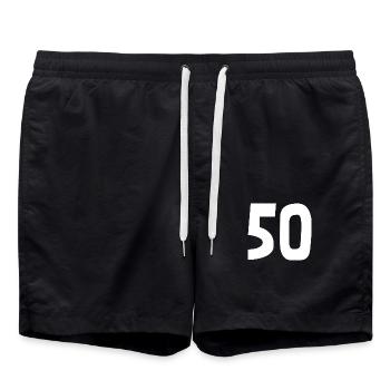 50. 50 YEARS. 50th ANNIVERSARY. 50TH ANNIVERSARY. - Swim Trunks - black - Front - AI Model Male 185 light (185cm)
