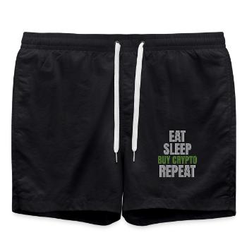 Eat Sleep Buy Crypto Repeat Cryptocurrency Trader - Swim Trunks - black - Front - AI Model Male 185 light (185cm)
