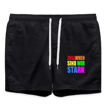 zusammen sind wir stark - Badeshorts - Schwarz - Vorne - AI Model Male 185 light (185cm)