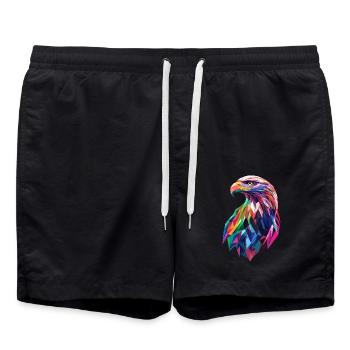 Eagle Head Low Poly Art Logo Design Colorful - Swim Trunks - black - Front - AI Model Male 185 light (185cm)