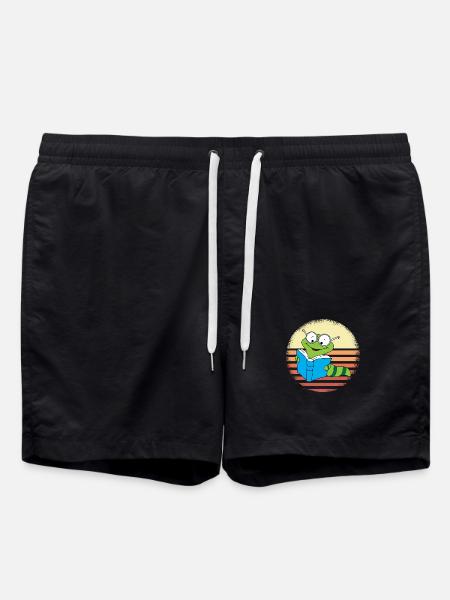 Bookworm Retro Sunset Design - Swim Trunks - black