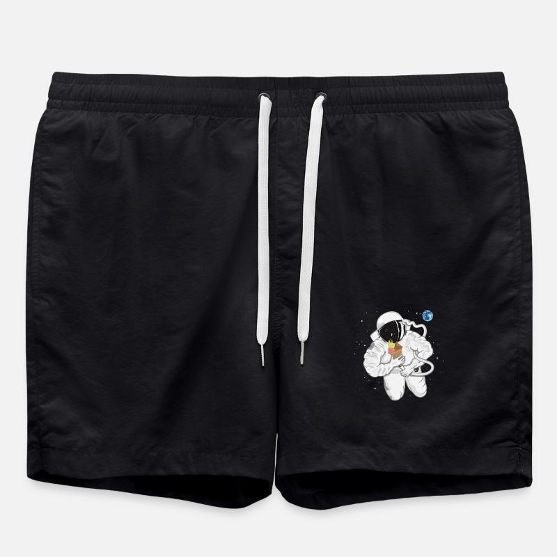 Astronaut with ice cream cone - Swim Trunks - black