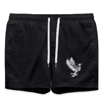 Zeichnung einer ornamental verzierten weißen Taube - Badeshorts - Schwarz - Vorne - AI Model Male 185 light (185cm)