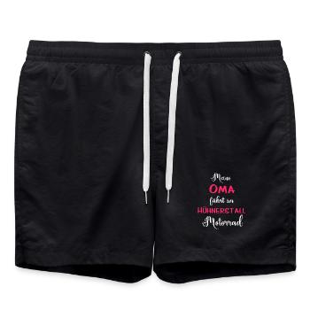 Oma Hühnerstall - Badeshorts - Schwarz - Vorne - AI Model Male 185 light (185cm)