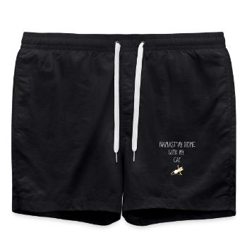 yoga namasté sport épicéa chat süß stay bande dessinée vidéo - Short de bain - noir - Devant - AI Model Male 185 light (185cm)
