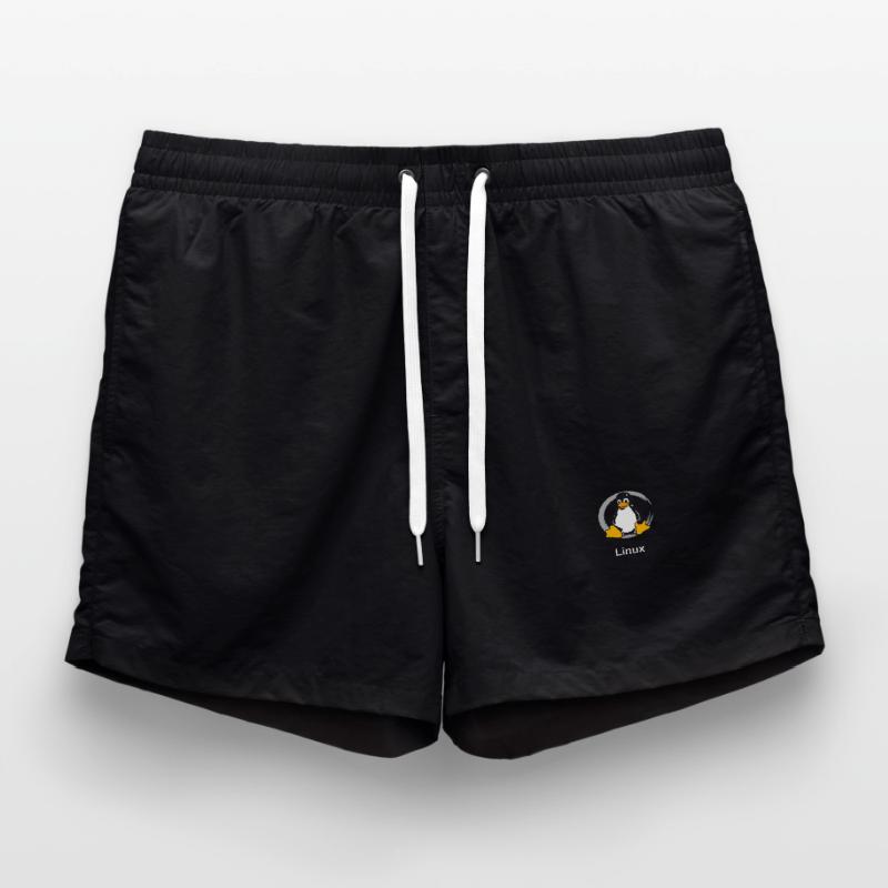 Pc computer Penguin nerd geek Programmer Admin Swim Trunks