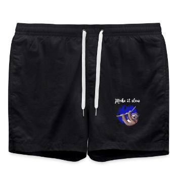 sloth make it slow paresseux lent Nerd pc chill - Short de bain - noir - Devant - AI Model Male 185 light (185cm)
