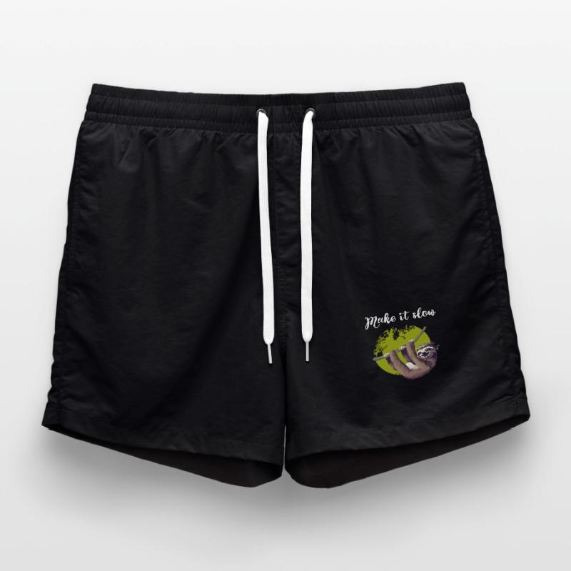 sloth make it slow sloth lazy nerd pc chillen Swim Trunks