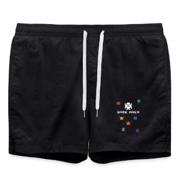 game area pixel nerd pc konsole retro gamer Monste - Badeshorts - Schwarz - Vorne - AI Model Male 185 light (185cm)