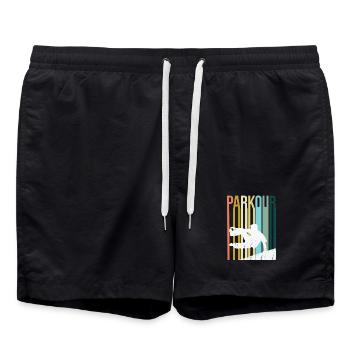 Parkour Retro - Swim Trunks - black - Front - AI Model Male 185 light (185cm)