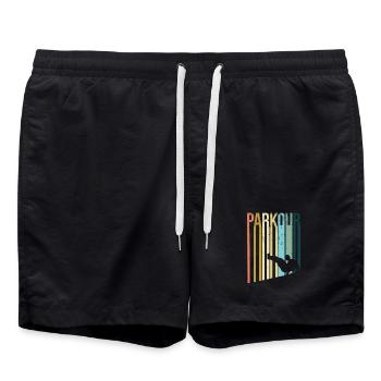 Parkour Retro - Swim Trunks - black - Front - AI Model Male 185 light (185cm)