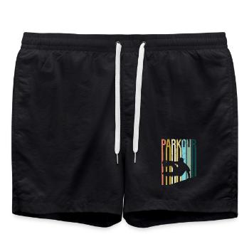 Parkour Retro - Swim Trunks - black - Front - AI Model Male 185 light (185cm)