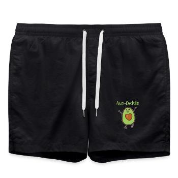 Avocado cuddling Valentine's Day cuddling love heart - Swim Trunks - black - Front - AI Model Male 185 light (185cm)