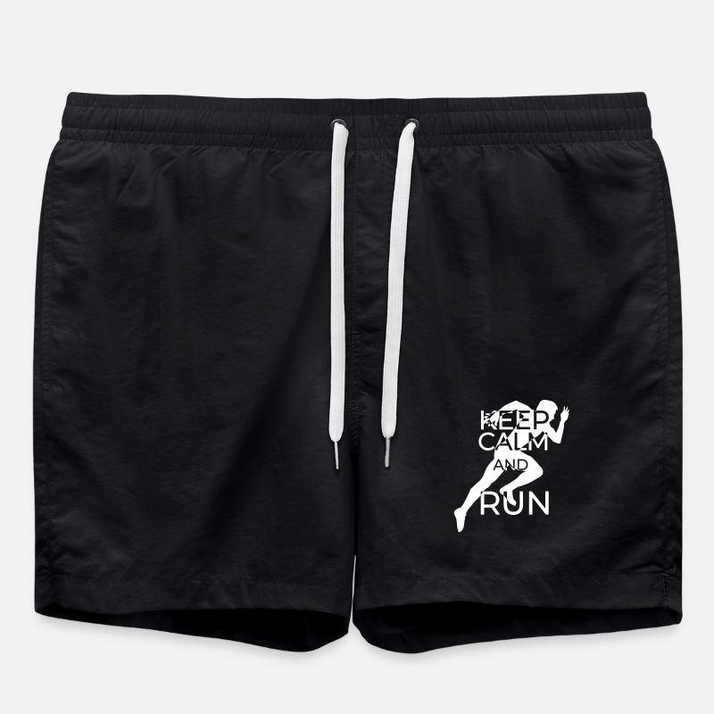 Running Motif with Quote - Swim Trunks - black