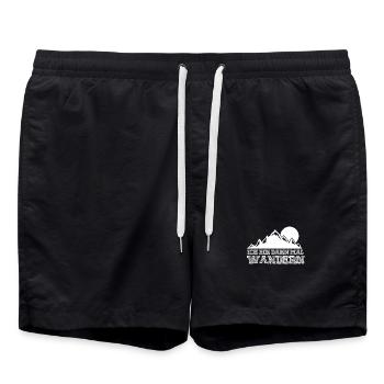wandern, Wanderung, Freizeitspaß, Hobby, Berg - Badeshorts - Schwarz - Vorne - AI Model Male 185 light (185cm)