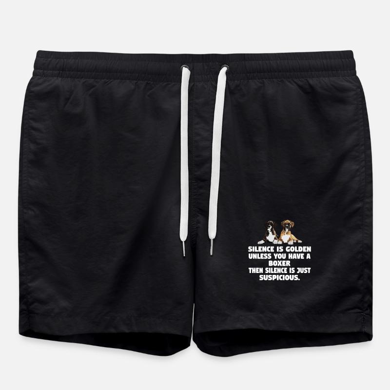 Boxer Dog Silence Is Golden Unless - Swim Trunks - black