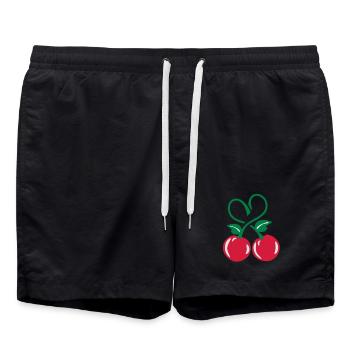 cherry heart - Swim Trunks - black - Front - AI Model Male 185 light (185cm)