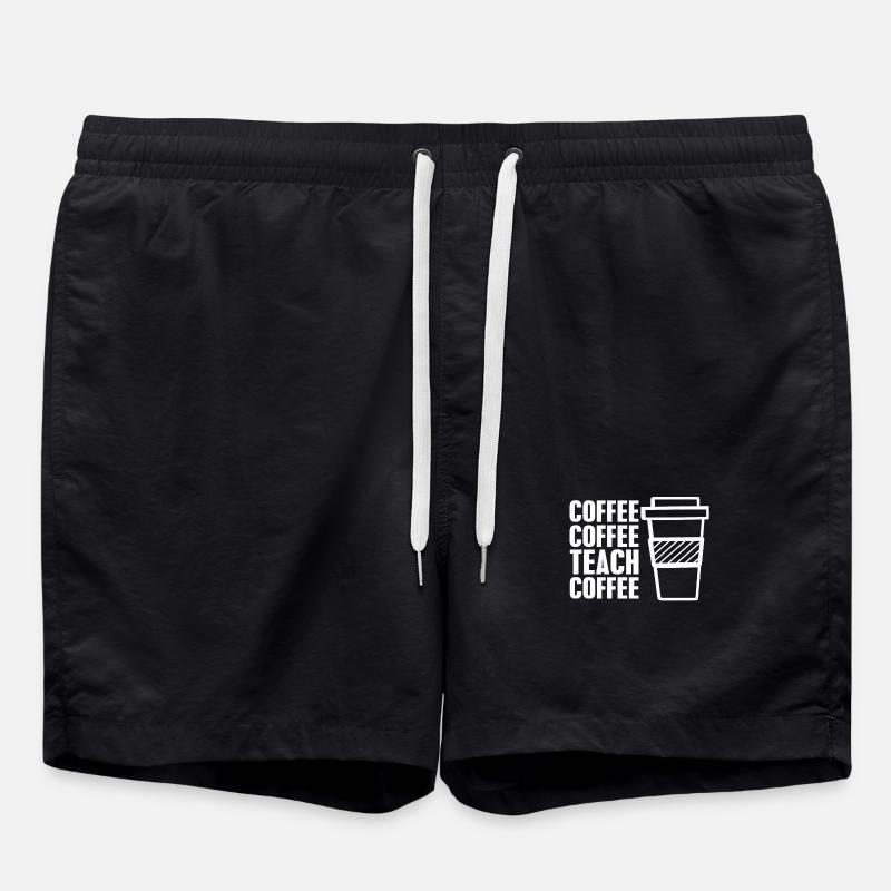 Coffee coffee teach coffee - Swim Trunks - black