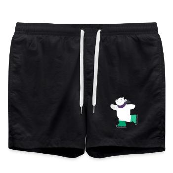 Child motif animal shirt gift idea polar bear on ice - Swim Trunks - black - Front - AI Model Male 185 light (185cm)