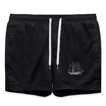 Voile T-shirt voilier avec bateau dessiné - Short de bain - noir - Devant - AI Model Male 185 light (185cm)