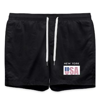 New York USA Vereinigte Staaten T-Shirt NYC - Badeshorts - Schwarz - Vorne - AI Model Male 185 light (185cm)