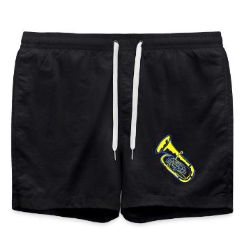 Tuba Musik in Neonfarben - Badeshorts - Schwarz - Vorne - AI Model Male 185 light (185cm)
