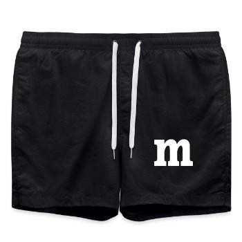 Costume de groupe drôle lettre M costume carnaval - Short de bain - noir - Devant - AI Model Male 185 light (185cm)