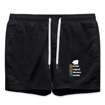 Chef - creative, original, charming, cordial - Swim Trunks - black - Front - AI Model Male 185 light (185cm)