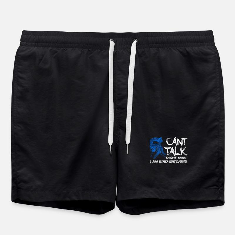 Bird Watching I Can't Talk Design - Swim Trunks - black