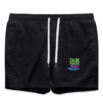 Witziges Nilpferd mit Text - Badeshorts - Schwarz - Vorne - AI Model Male 185 light (185cm)