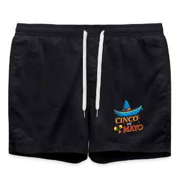 cinco de mayo - 5 de mayo - Swim Trunks - black - Front - AI Model Male 185 light (185cm)