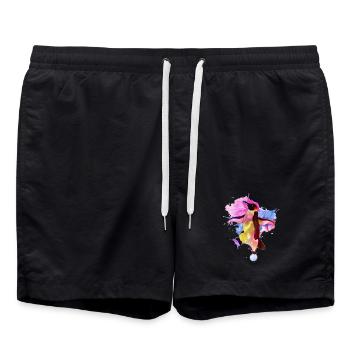 Kosmischer Pinguin Aquarell - Badeshorts - Schwarz - Vorne - AI Model Male 185 light (185cm)