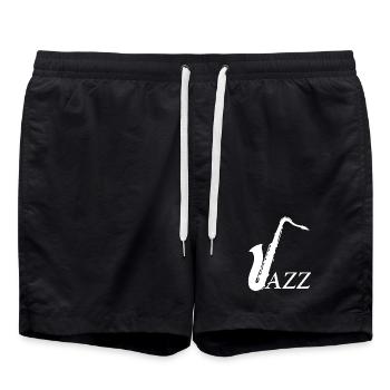 Jazz - Saxophon - Badeshorts - Schwarz - Vorne - AI Model Male 185 light (185cm)