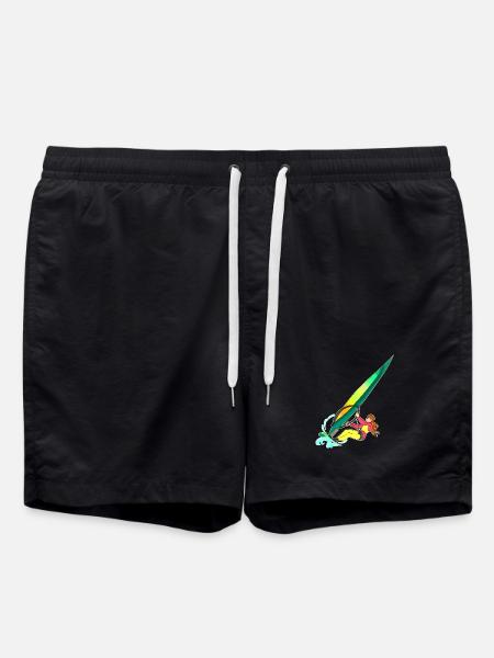 Windsurfing Surfing Surfer - Swim Trunks - black