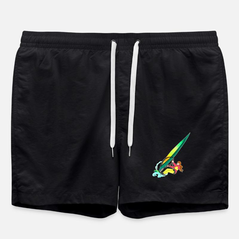 Windsurfing Surfing Surfer - Swim Trunks - black