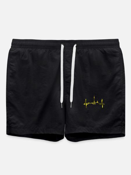 Dortmund Herzschlag Ruhrpott Schwarz Gelb Stadion - Badeshorts - Schwarz