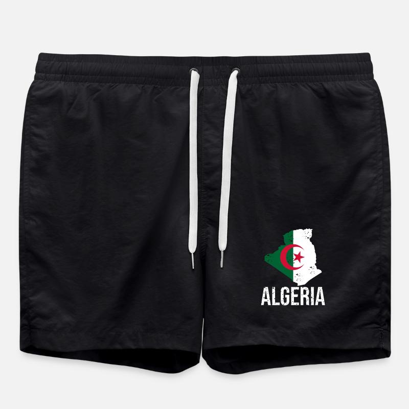 Algerische Flagge im Karten-Design - Badeshorts - Schwarz