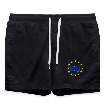 EU symbol in the star ring - Swim Trunks - black - Front - AI Model Male 185 light (185cm)